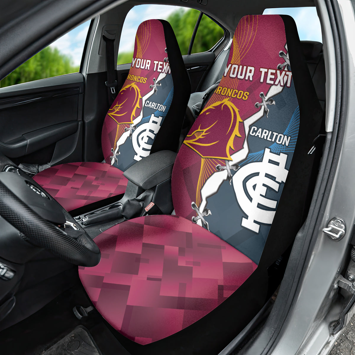 Personalised Broncos Rugby And Carlton Football Car Seat Cover Sporty Version