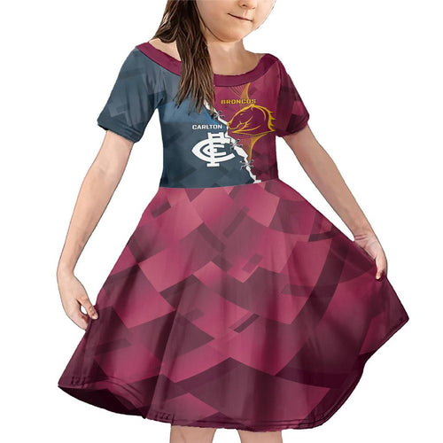 Personalised Broncos Rugby And Carlton Football Family Matching Mermaid Dress and Hawaiian Shirt Sporty Version LT14