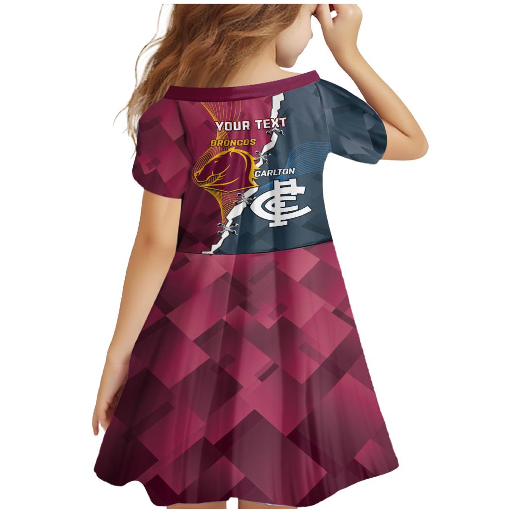Personalised Broncos Rugby And Carlton Football Family Matching Mermaid Dress and Hawaiian Shirt Sporty Version LT14