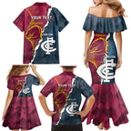 Personalised Broncos Rugby And Carlton Football Family Matching Mermaid Dress and Hawaiian Shirt Sporty Version LT14