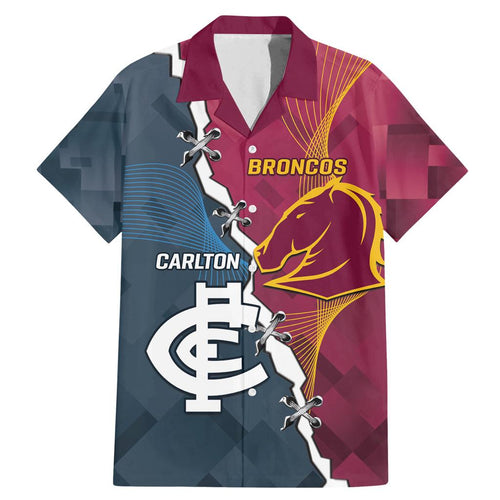 Personalised Broncos Rugby And Carlton Football Family Matching Mermaid Dress and Hawaiian Shirt Sporty Version LT14