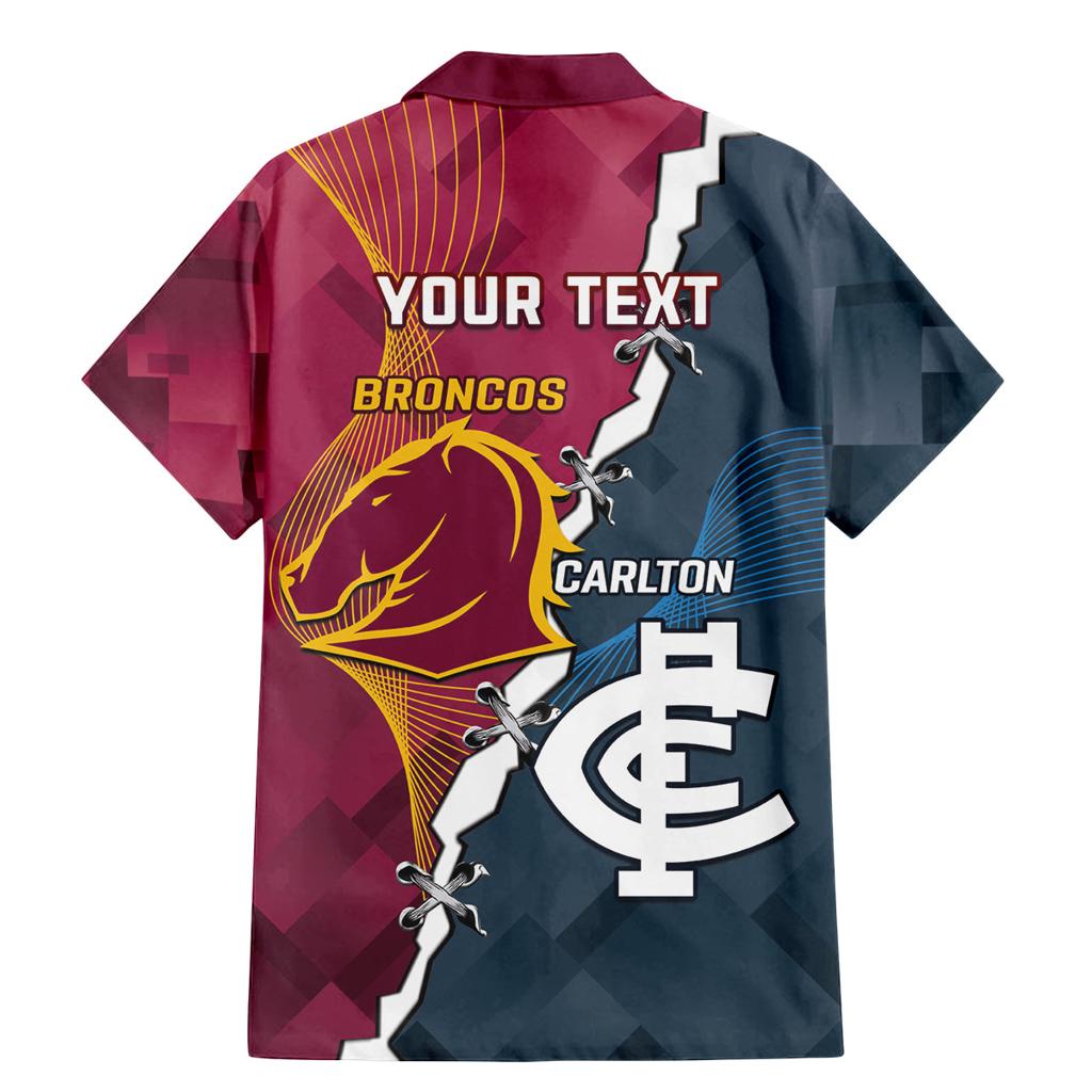 Personalised Broncos Rugby And Carlton Football Family Matching Mermaid Dress and Hawaiian Shirt Sporty Version LT14