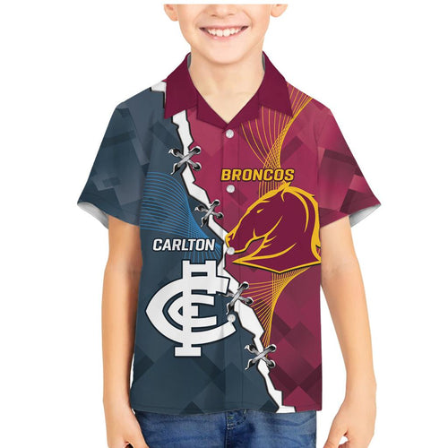 Personalised Broncos Rugby And Carlton Football Family Matching Mermaid Dress and Hawaiian Shirt Sporty Version LT14