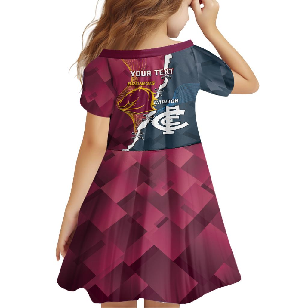 Personalised Broncos Rugby And Carlton Football Family Matching Off Shoulder Maxi Dress and Hawaiian Shirt Sporty Version LT14