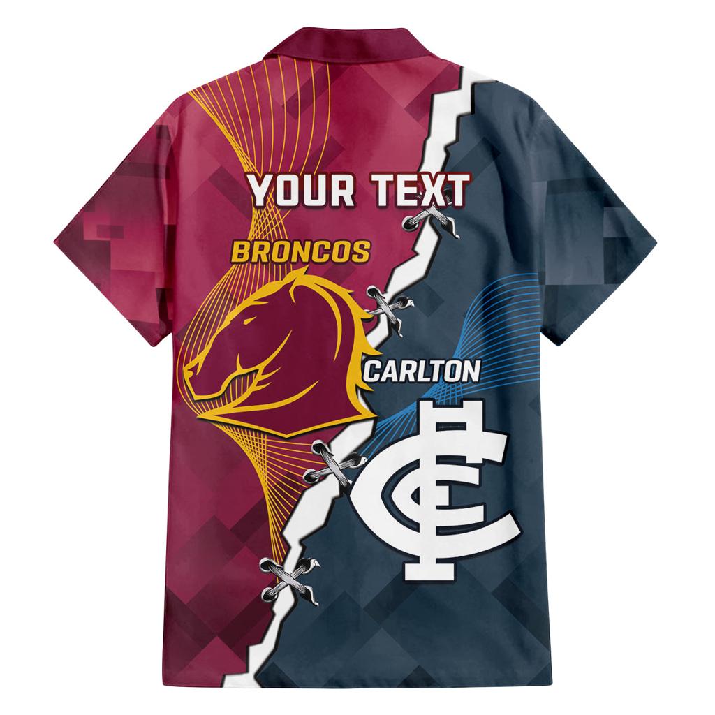 Personalised Broncos Rugby And Carlton Football Family Matching Off Shoulder Maxi Dress and Hawaiian Shirt Sporty Version LT14