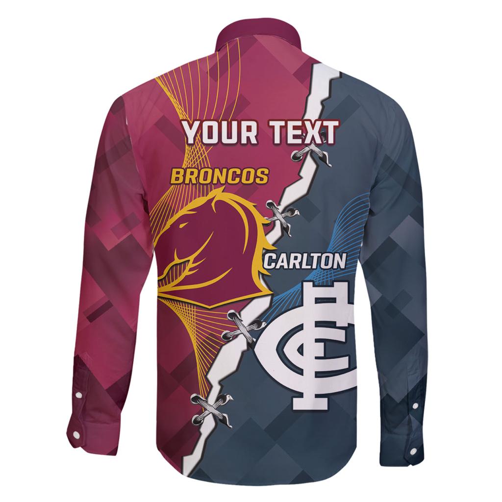 Personalised Broncos Rugby And Carlton Football Family Matching Off Shoulder Maxi Dress and Hawaiian Shirt Sporty Version LT14