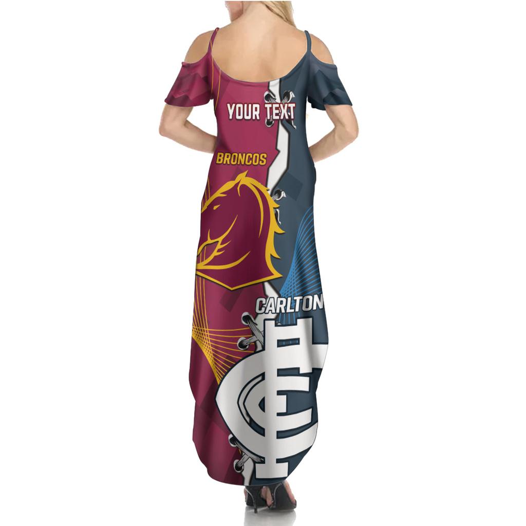 Personalised Broncos Rugby And Carlton Football Family Matching Summer Maxi Dress and Hawaiian Shirt Sporty Version LT14