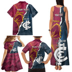 Personalised Broncos Rugby And Carlton Football Family Matching Tank Maxi Dress and Hawaiian Shirt Sporty Version LT14