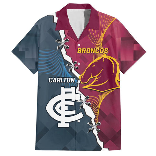 Personalised Broncos Rugby And Carlton Football Family Matching Tank Maxi Dress and Hawaiian Shirt Sporty Version LT14