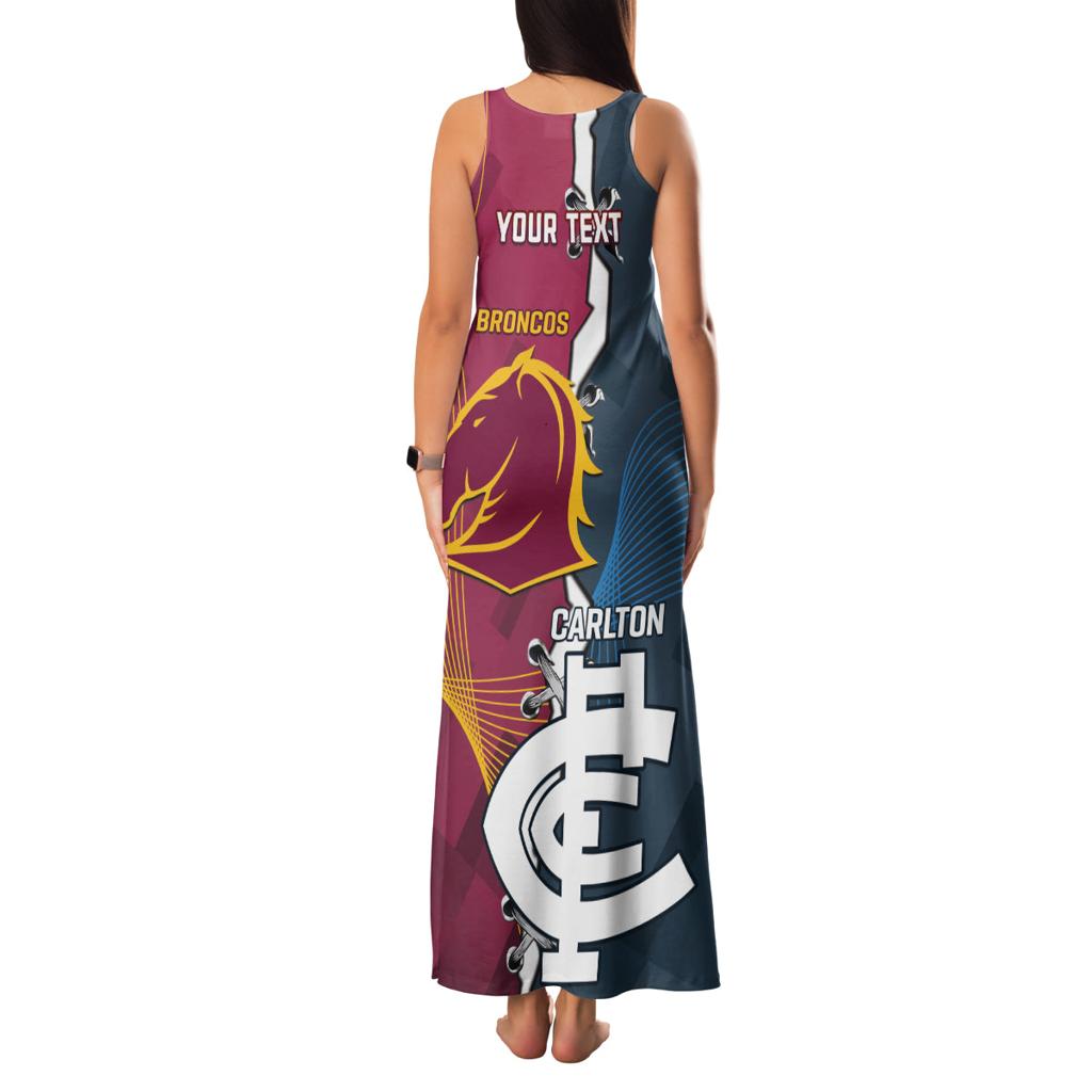 Personalised Broncos Rugby And Carlton Football Family Matching Tank Maxi Dress and Hawaiian Shirt Sporty Version LT14