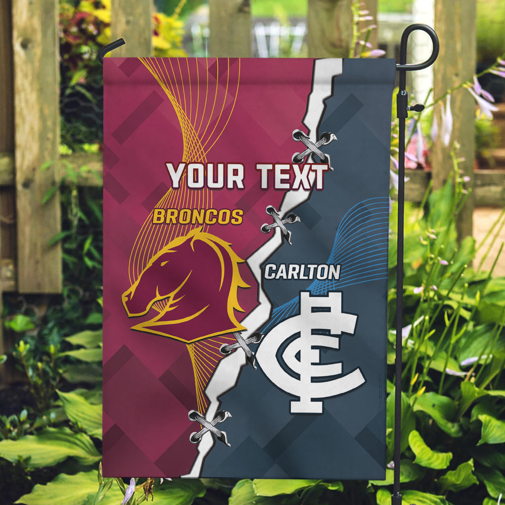 Personalised Broncos Rugby And Carlton Football Garden Flag Sporty Version