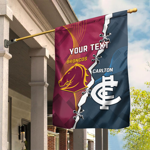 Personalised Broncos Rugby And Carlton Football Garden Flag Sporty Version