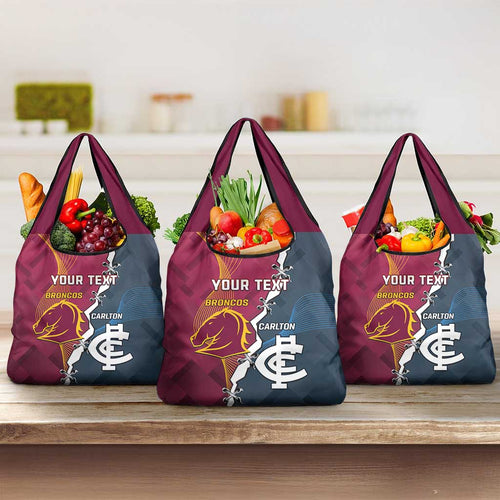 Personalised Broncos Rugby And Carlton Football Grocery Bag Sporty Version