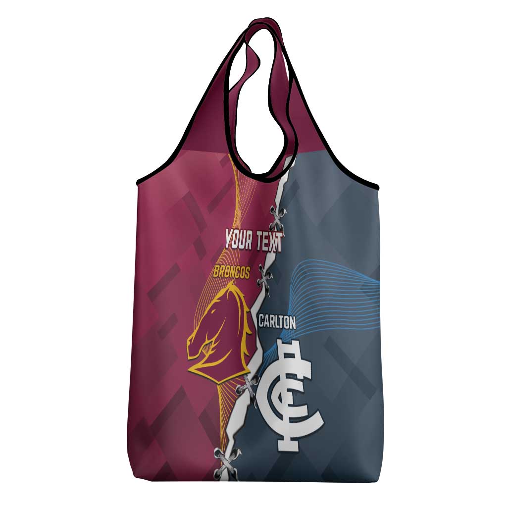 Personalised Broncos Rugby And Carlton Football Grocery Bag Sporty Version
