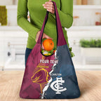 Personalised Broncos Rugby And Carlton Football Grocery Bag Sporty Version