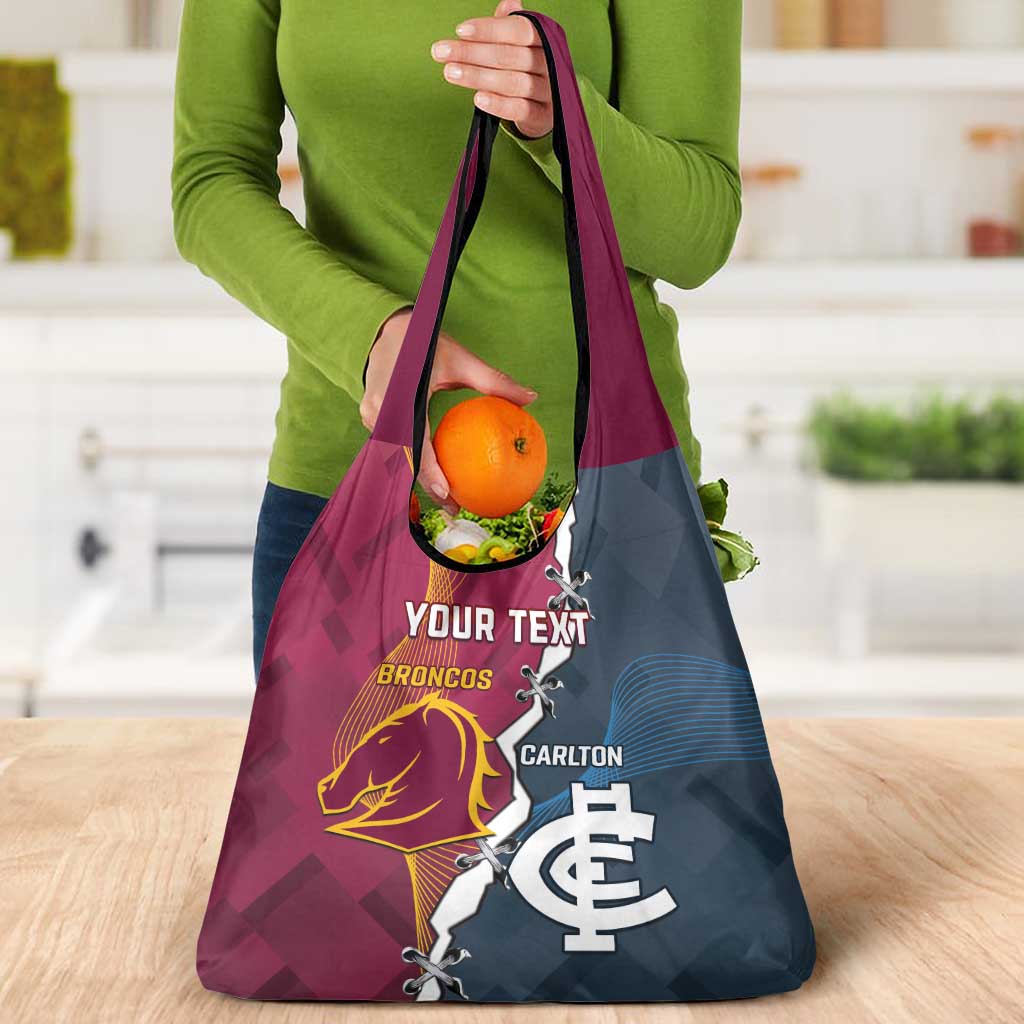 Personalised Broncos Rugby And Carlton Football Grocery Bag Sporty Version