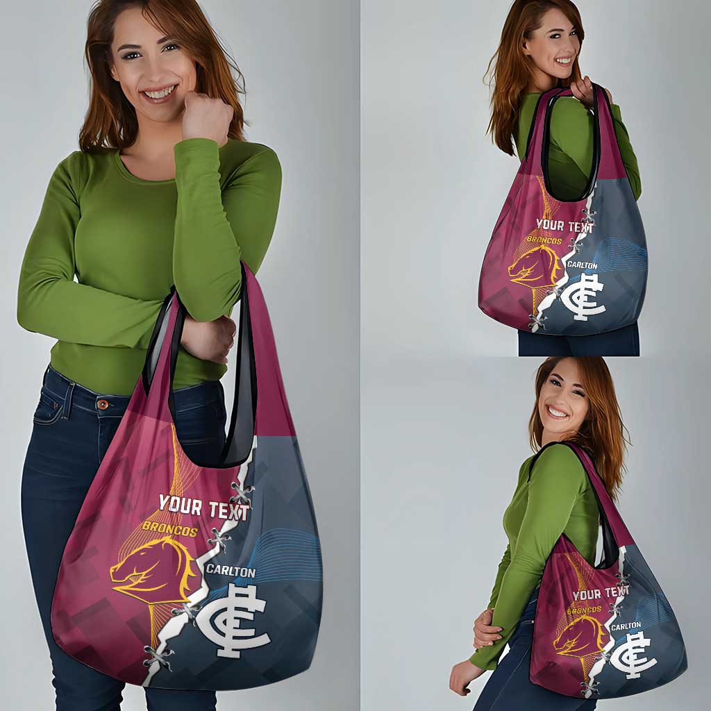 Personalised Broncos Rugby And Carlton Football Grocery Bag Sporty Version