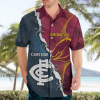Personalised Broncos Rugby And Carlton Football Hawaiian Shirt Sporty Version LT14