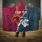 Personalised Broncos Rugby And Carlton Football Hooded Blanket Sporty Version