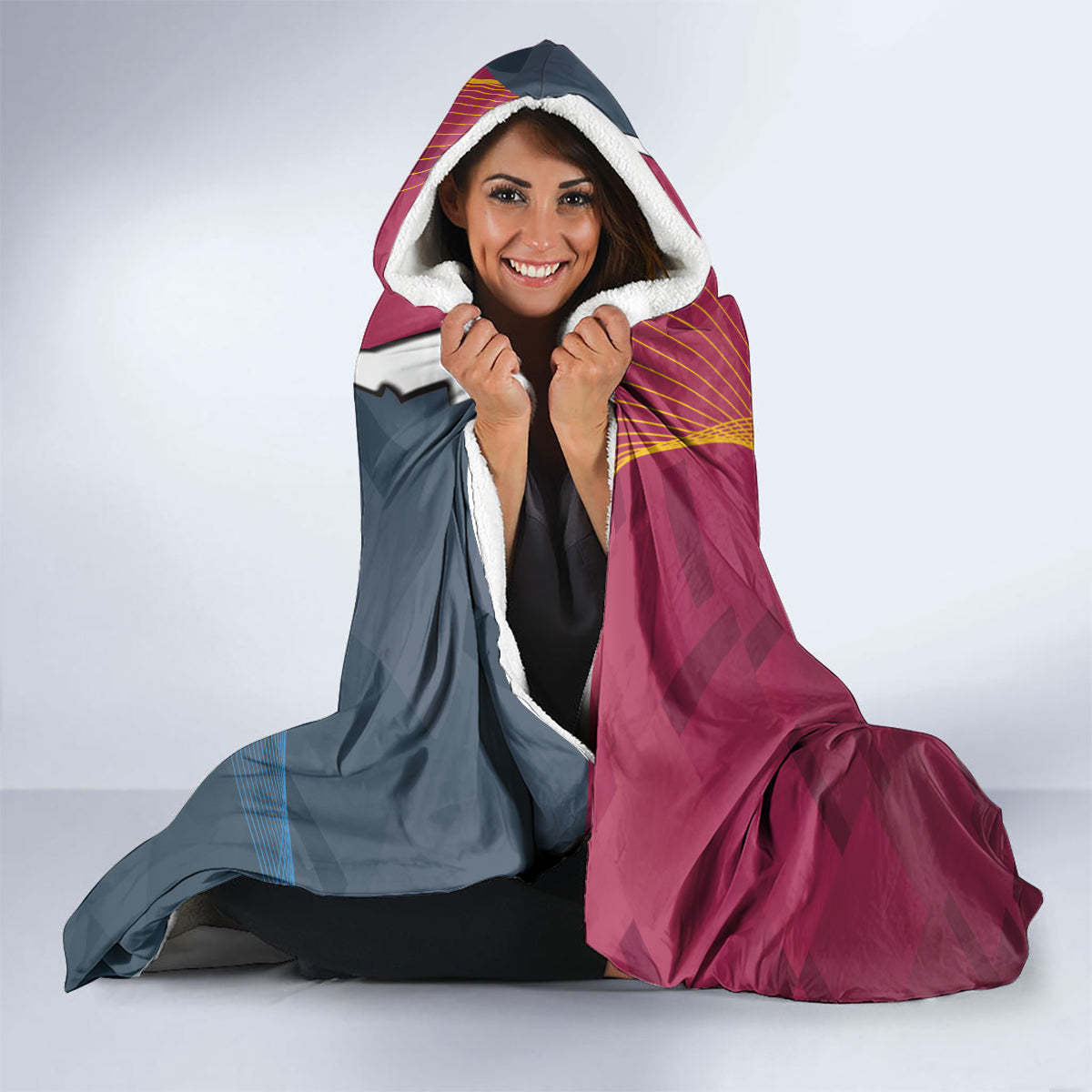 Personalised Broncos Rugby And Carlton Football Hooded Blanket Sporty Version