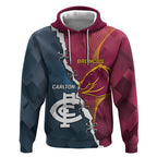 Personalised Broncos Rugby And Carlton Football Hoodie Sporty Version LT14