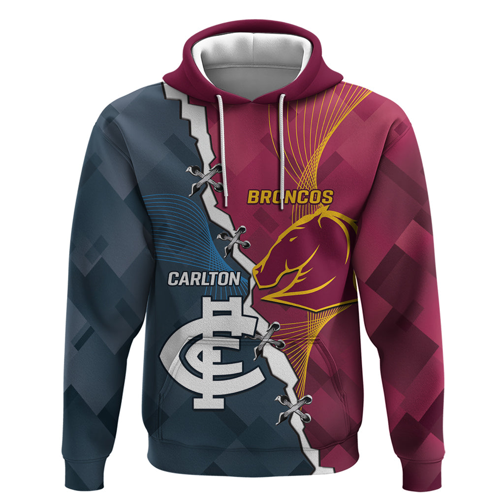 Personalised Broncos Rugby And Carlton Football Hoodie Sporty Version LT14