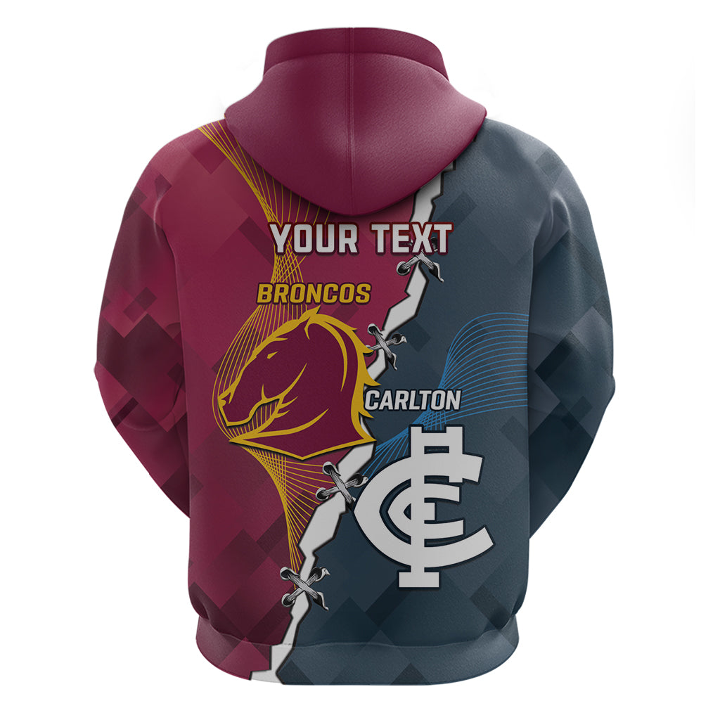 Personalised Broncos Rugby And Carlton Football Hoodie Sporty Version LT14