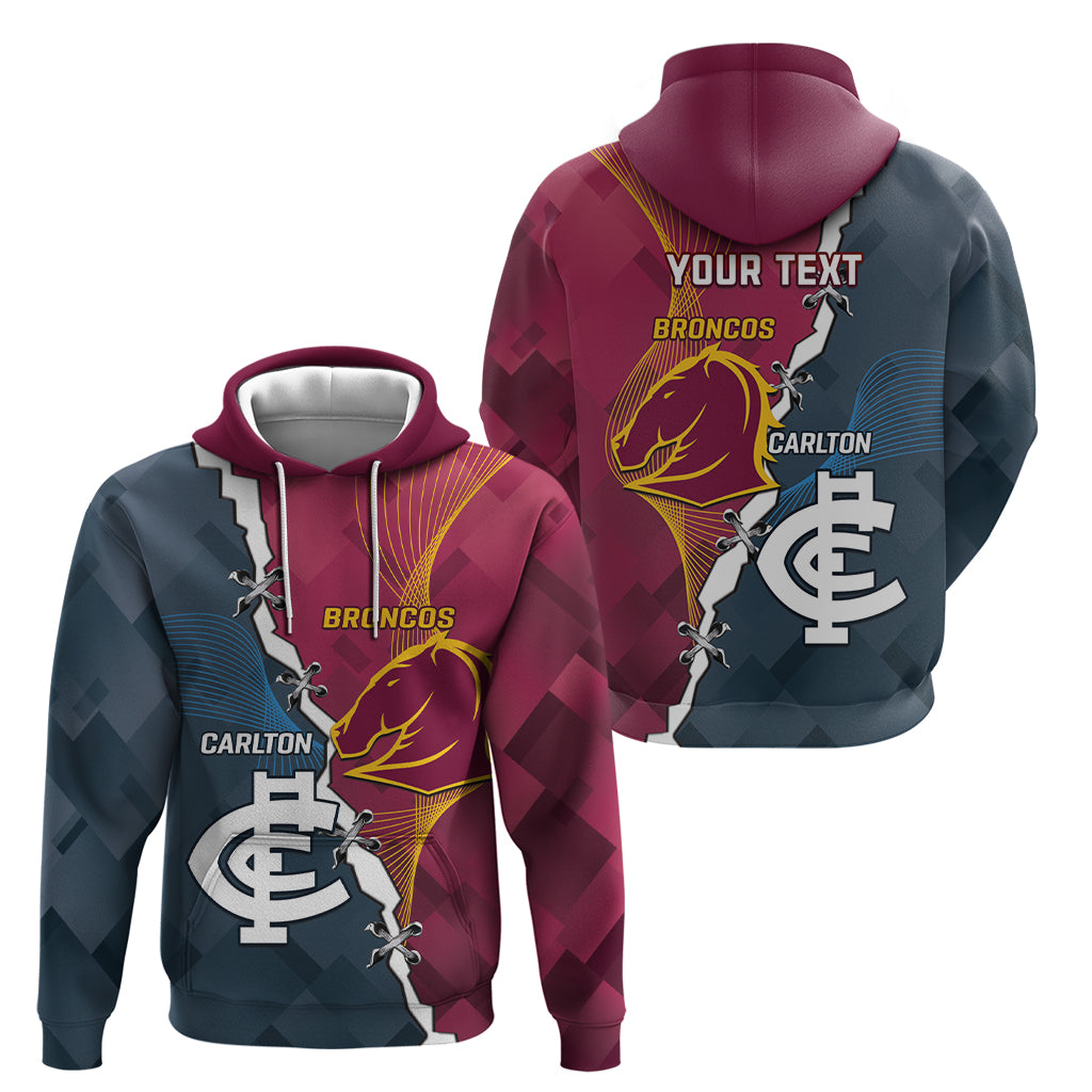 Personalised Broncos Rugby And Carlton Football Hoodie Sporty Version LT14