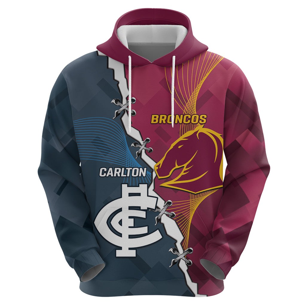 Personalised Broncos Rugby And Carlton Football Hoodie Sporty Version LT14