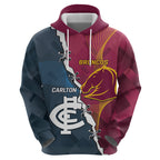 Personalised Broncos Rugby And Carlton Football Hoodie Sporty Version LT14