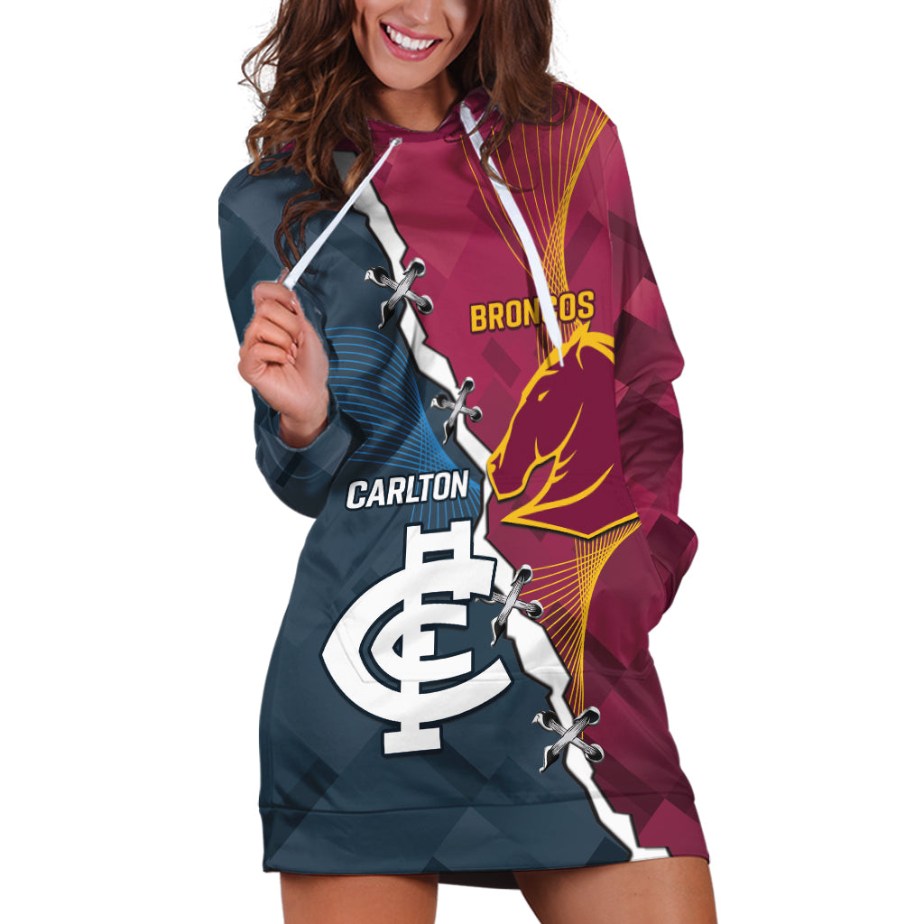Personalised Broncos Rugby And Carlton Football Hoodie Dress Sporty Version LT14
