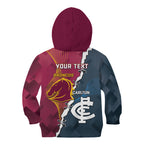 Personalised Broncos Rugby And Carlton Football Kid Hoodie Sporty Version LT14