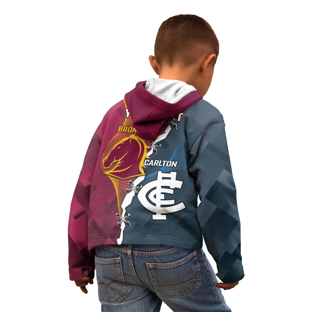 Personalised Broncos Rugby And Carlton Football Kid Hoodie Sporty Version LT14