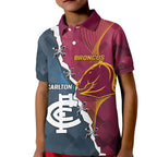 Personalised Broncos Rugby And Carlton Football Kid Polo Shirt Sporty Version LT14