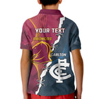 Personalised Broncos Rugby And Carlton Football Kid Polo Shirt Sporty Version LT14