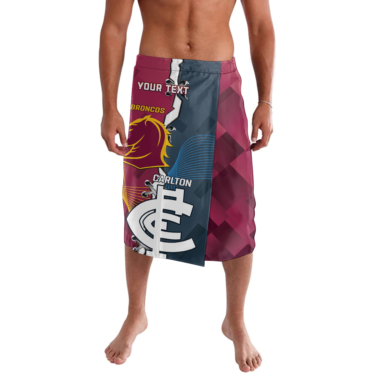 Personalised Broncos Rugby And Carlton Football Lavalava Sporty Version LT14