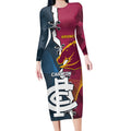 Personalised Broncos Rugby And Carlton Football Long Sleeve Bodycon Dress Sporty Version LT14