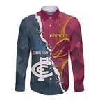 Personalised Broncos Rugby And Carlton Football Long Sleeve Button Shirt Sporty Version LT14