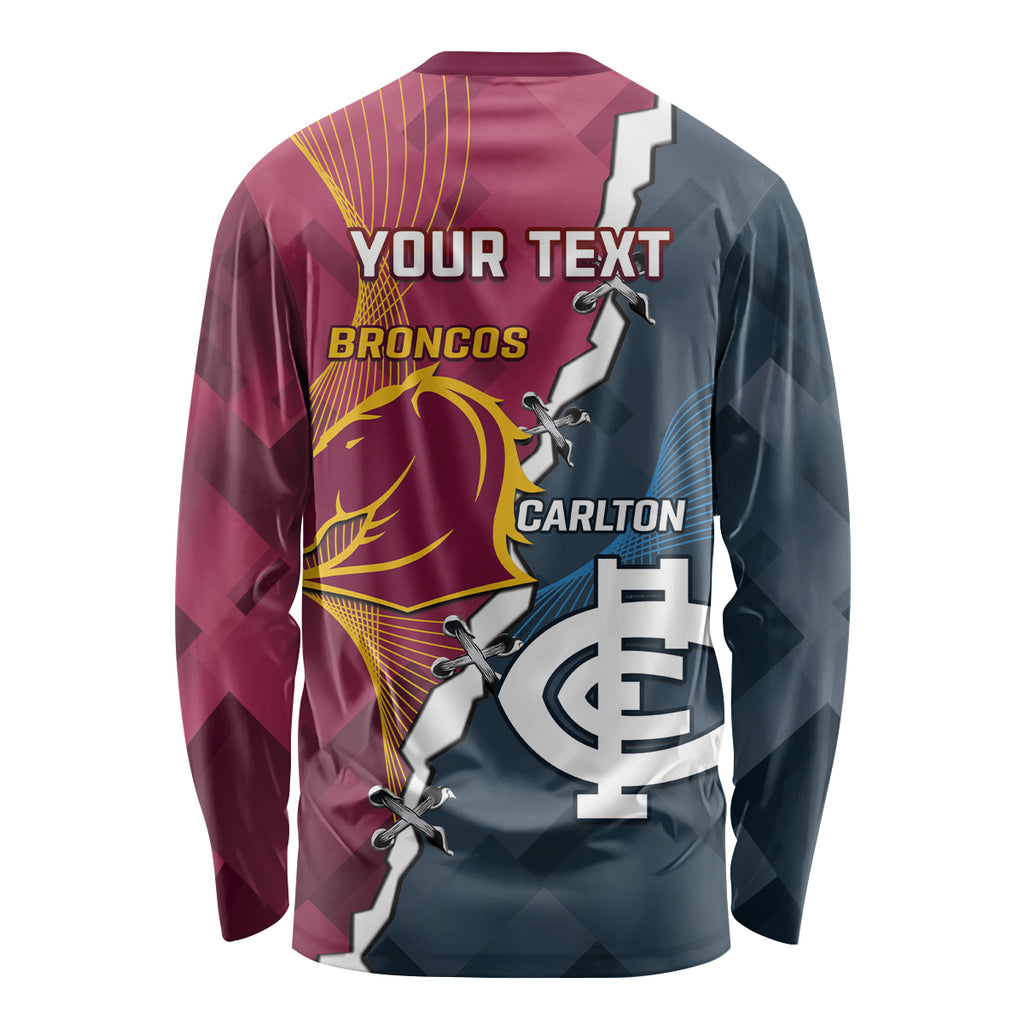 Personalised Broncos Rugby And Carlton Football Long Sleeve Shirt Sporty Version LT14