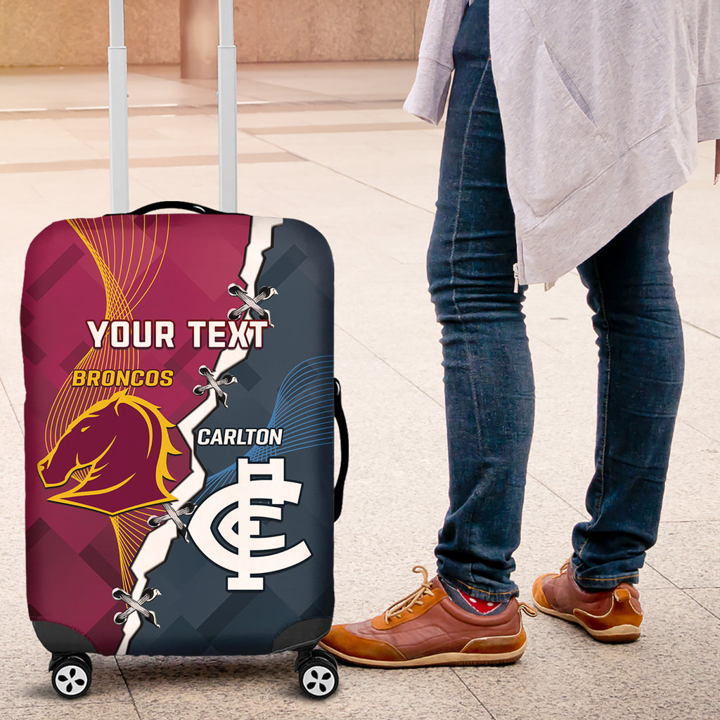 Personalised Broncos Rugby And Carlton Football Luggage Cover Sporty Version