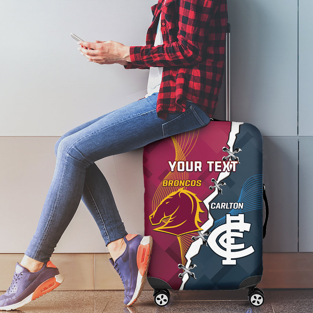 Personalised Broncos Rugby And Carlton Football Luggage Cover Sporty Version