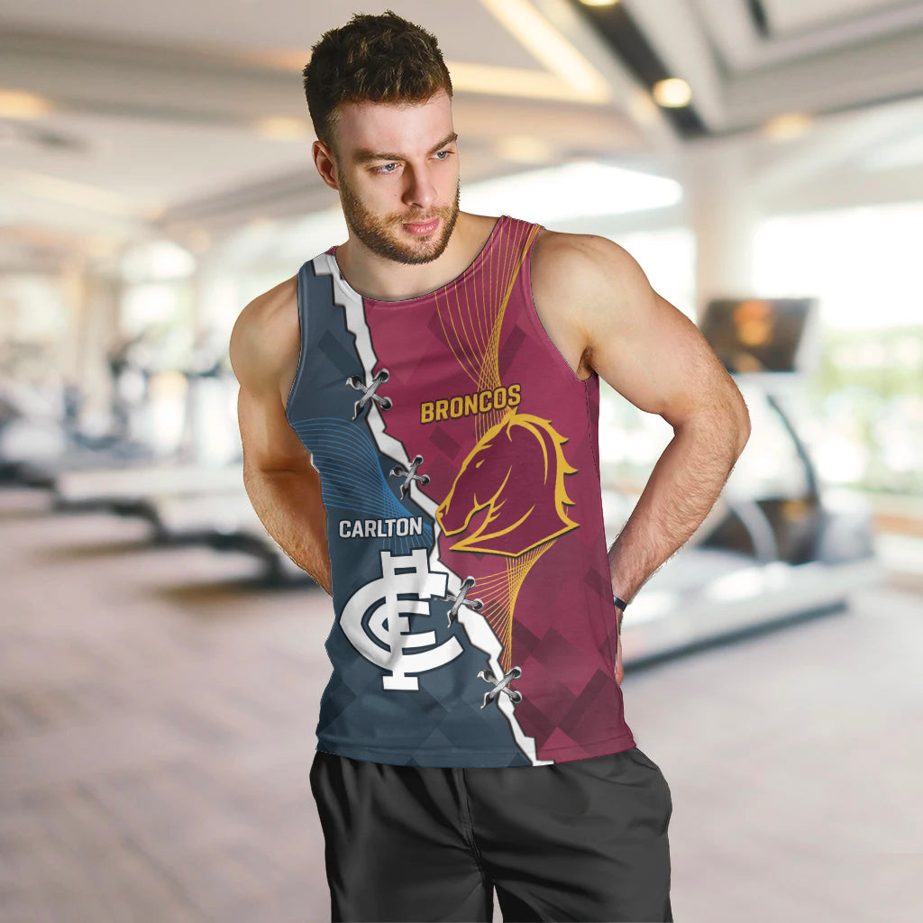 Personalised Broncos Rugby And Carlton Football Men Tank Top Sporty Version LT14
