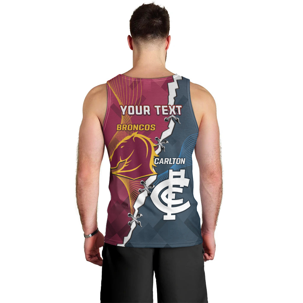 Personalised Broncos Rugby And Carlton Football Men Tank Top Sporty Version LT14