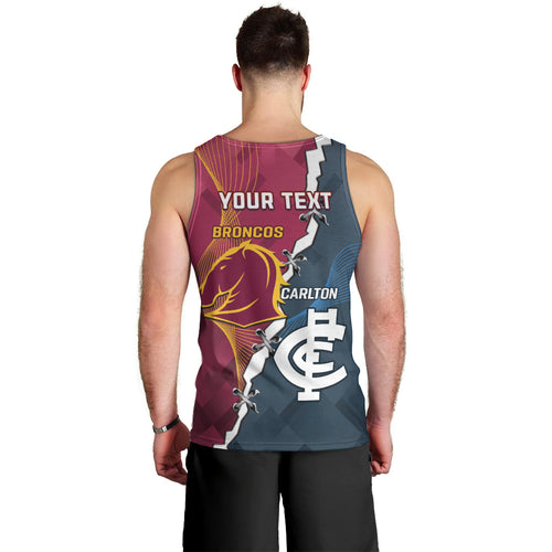 Personalised Broncos Rugby And Carlton Football Men Tank Top Sporty Version LT14