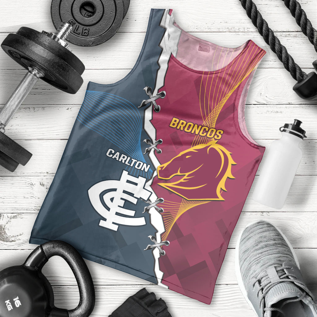 Personalised Broncos Rugby And Carlton Football Men Tank Top Sporty Version LT14
