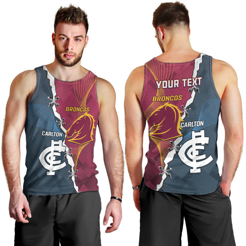 Personalised Broncos Rugby And Carlton Football Men Tank Top Sporty Version LT14