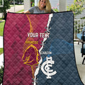 Personalised Broncos Rugby And Carlton Football Quilt Sporty Version