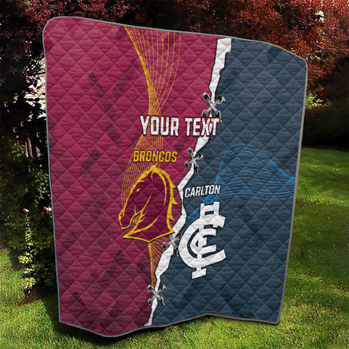 Personalised Broncos Rugby And Carlton Football Quilt Sporty Version