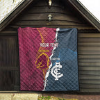 Personalised Broncos Rugby And Carlton Football Quilt Sporty Version
