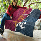 Personalised Broncos Rugby And Carlton Football Quilt Sporty Version